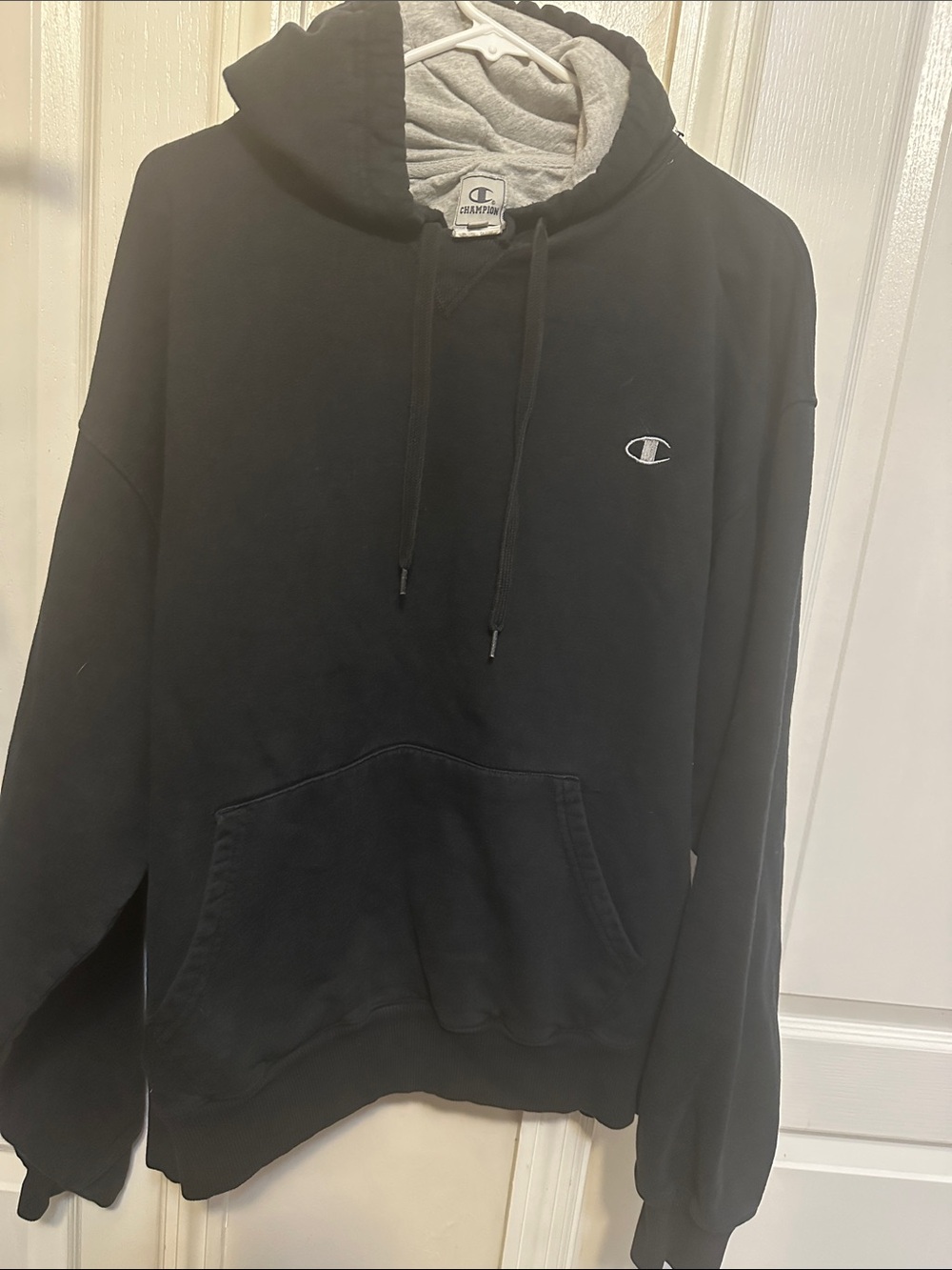 Champion Black Hoodie with Gray Hood Lining